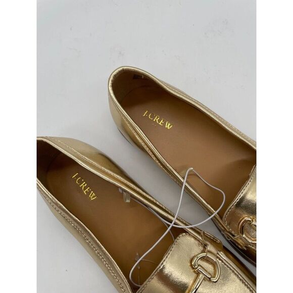 J. Crew Crew Cuts Girls Metallic Gold Horse Bit Loafers Flats Sz 5 Preppy Shool - Picture 6 of 12